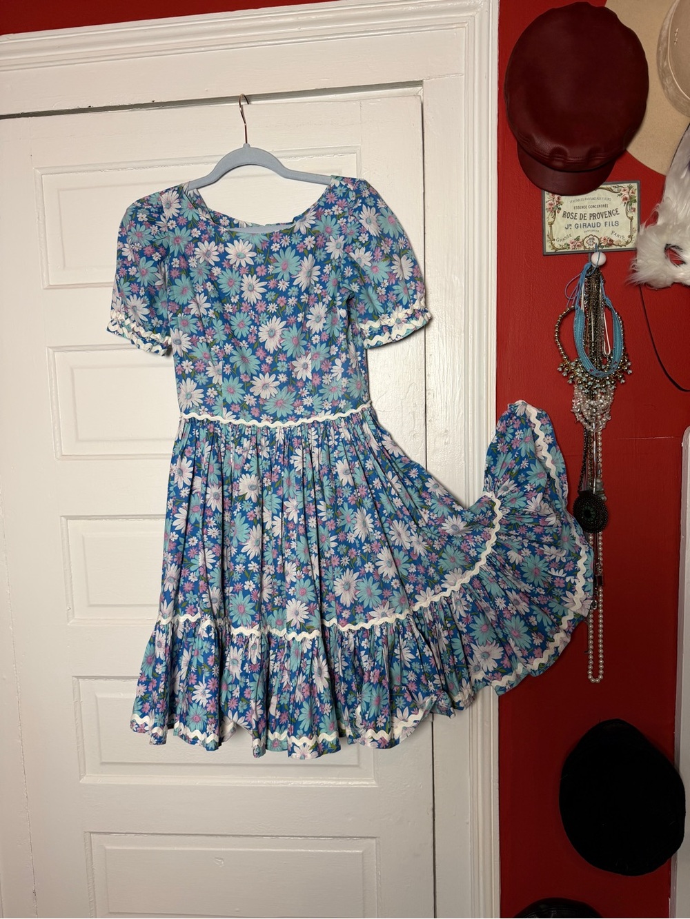1970s square dancing handmade mini dress